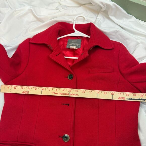 J.CREW Double Cloth Manifattura di Carmignano Italian Wool Pea Coat Red Size 10T - Picture 10 of 13